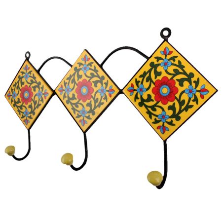 Yellow Forest Green Leaf Tiles Hooks